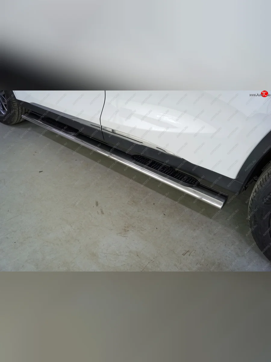 Пороги овальные с накладкой 120x60 мм ТСС Тюнинг EXEED TXL 1-ый рестайлинг (2021-2025) (серые)  в Перми Пермском крае