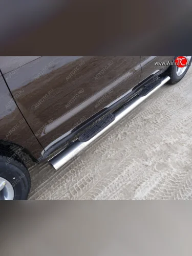 Пороги овальные с накладкой 120x60 мм ТСС Тюнинг (серые) Geely Emgrand X7 дорестайлинг (2011-2015)