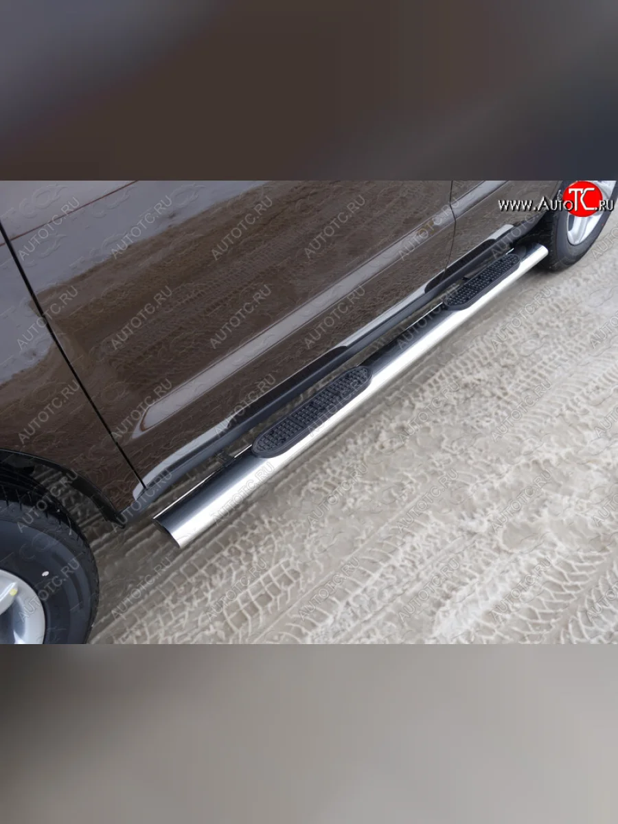 Пороги овальные с накладкой 120x60 мм ТСС Тюнинг Geely Emgrand X7 дорестайлинг (2011-2015) (серые)  в Перми Пермском крае