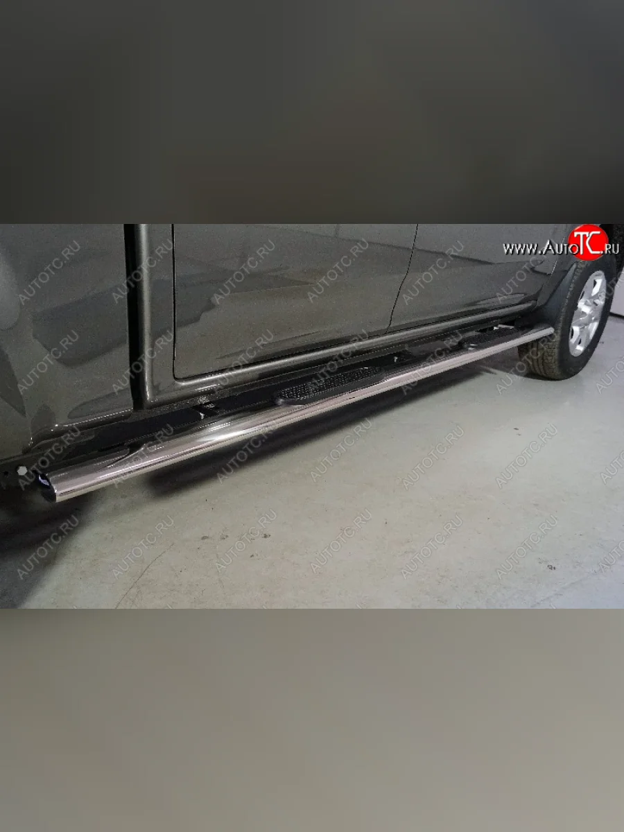 Пороги овальные с накладкой 120x60 мм ТСС Тюнинг Great Wall Wingle 7 пикап (2018-2023) (серые)  в Керчи Республика Крым