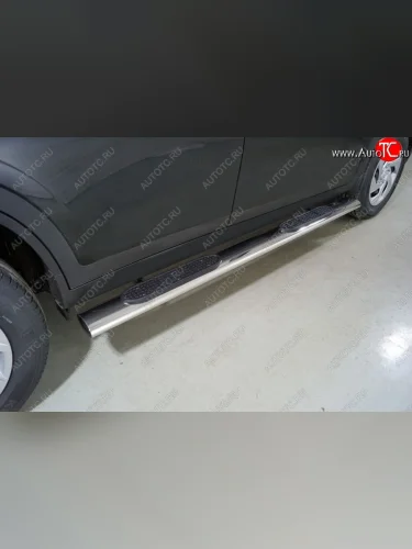 Пороги овальные с накладкой 120х60 мм (серые) Haval Dargo (2022-2025)