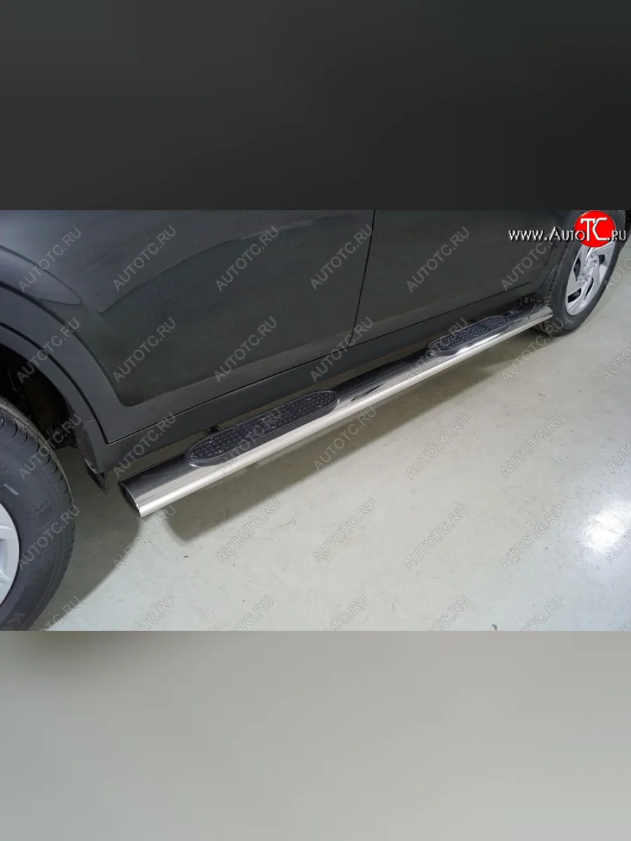 Пороги овальные с накладкой 120х60 мм Haval Dargo (2022-2025) (серые)  в Перми Пермском крае