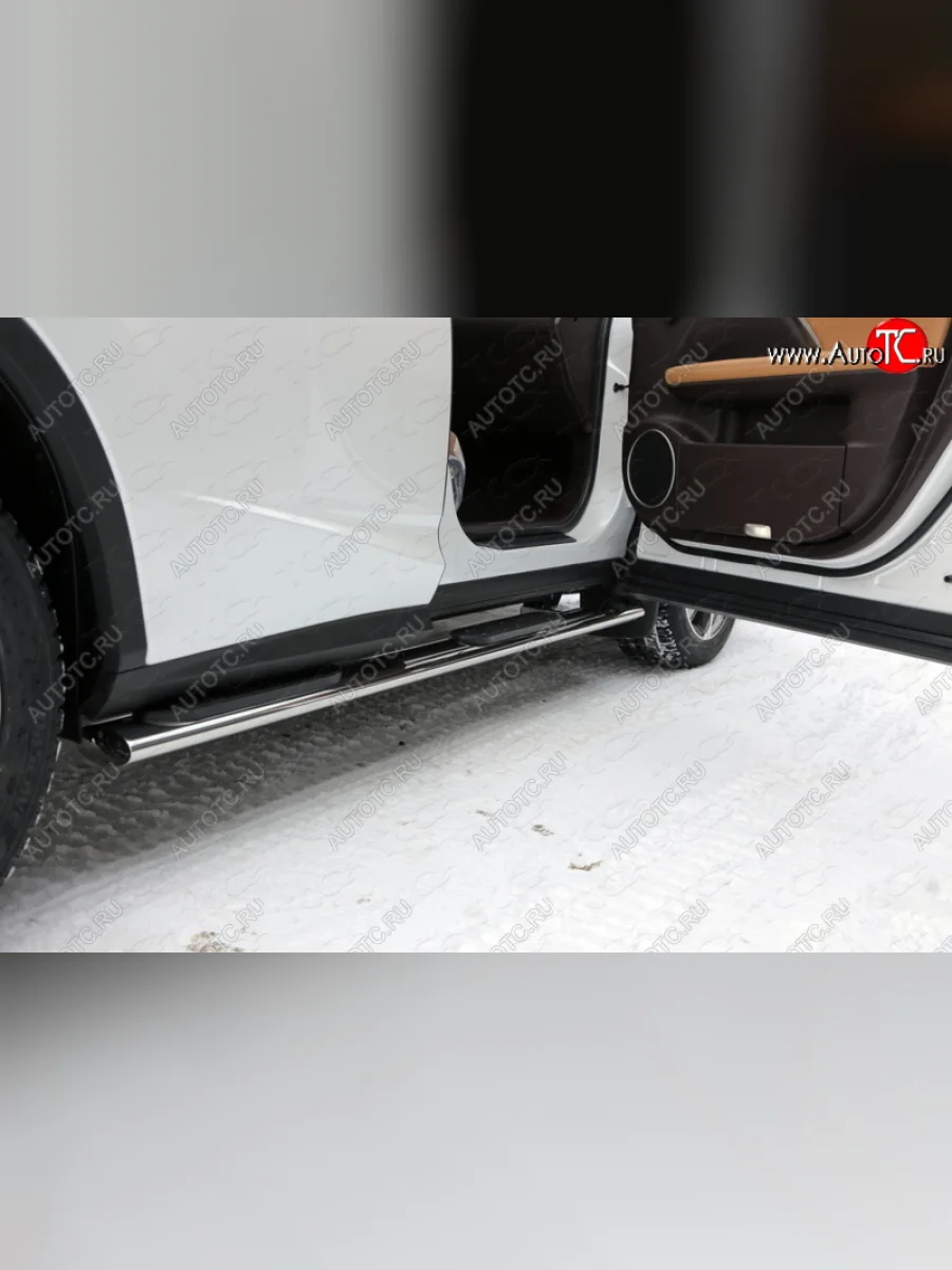 Пороги овальные с накладкой 120х60 мм кроме F-Sport ТСС Тюнинг Lexus RX300 XU10 дорестайлинг (1995-2001) (серые)  в Керчи Республика Крым