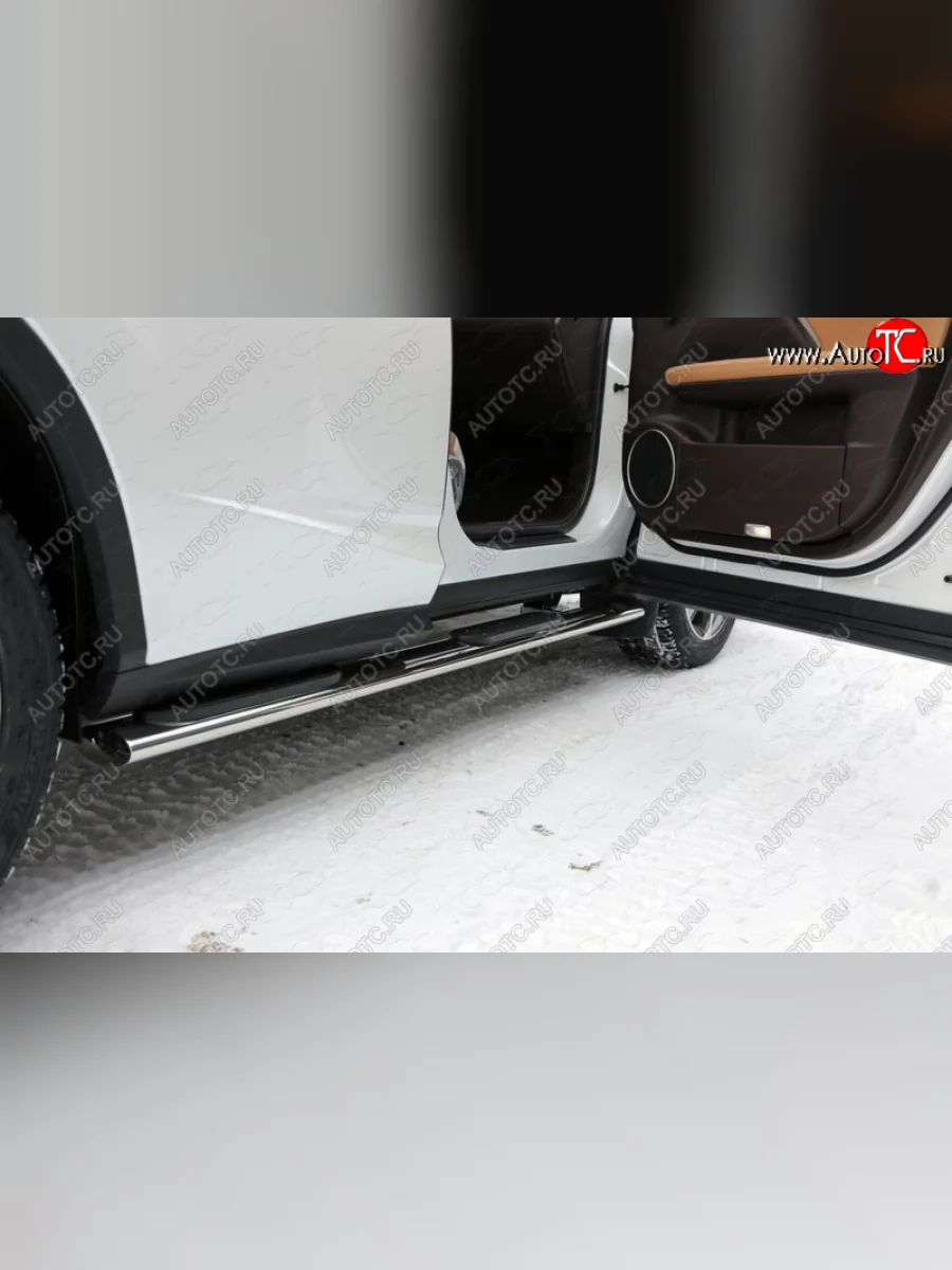 Пороги овальные с накладкой 120х60 мм F-Sport ТСС Тюнинг Lexus RX 200T AL20 дорестайлинг (2015-2017) (серые)  в Керчи Республика Крым