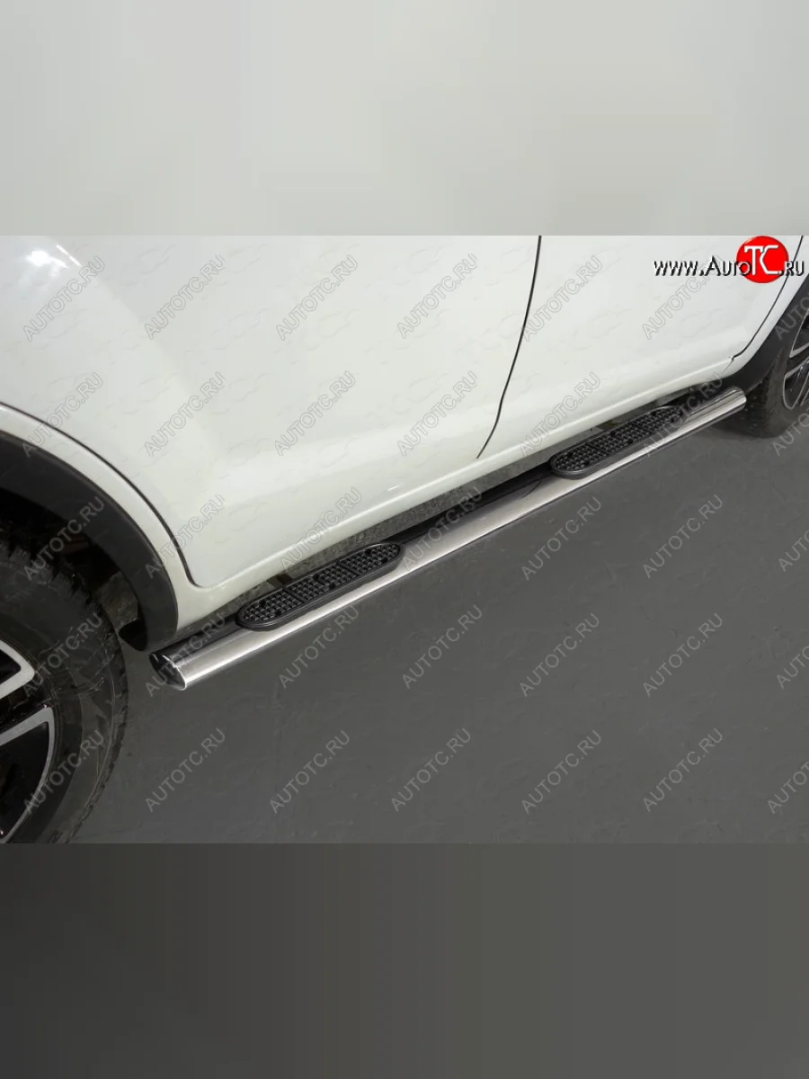 Пороги овальные с накладкой 120х60 мм ТСС Тюнинг Lifan X60 2-ой рестайлинг (2016-2025) (серые)  в Воронеже Воронежской области