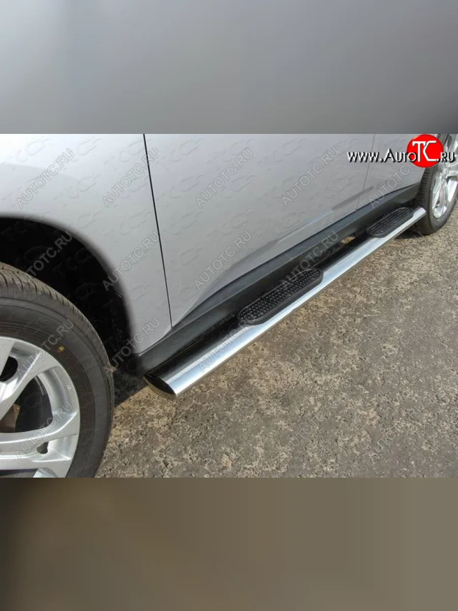 Пороги овальные с накладкой 120х60 мм, ТСС Тюнинг Mitsubishi Outlander GF дорестайлинг (2012-2014) (серые)  в Самаре Самарской области