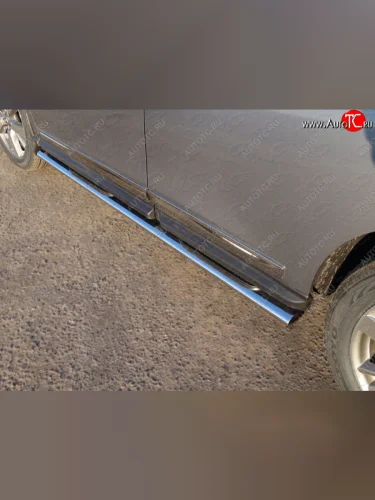 Пороги овальные с накладкой 120х60 мм, ТСС Тюнинг (серые) Nissan Pathfinder R52 дорестайлинг (2012-2017)