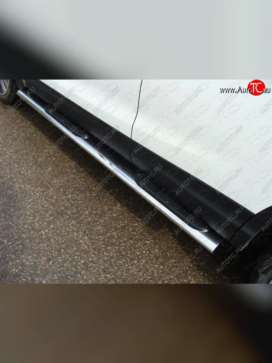 Пороги овальные с накладкой 120х60 мм, ТСС Тюнинг Nissan Qashqai 2 J11 дорестайлинг (2013-2019) (серые)  в Самаре Самарской области