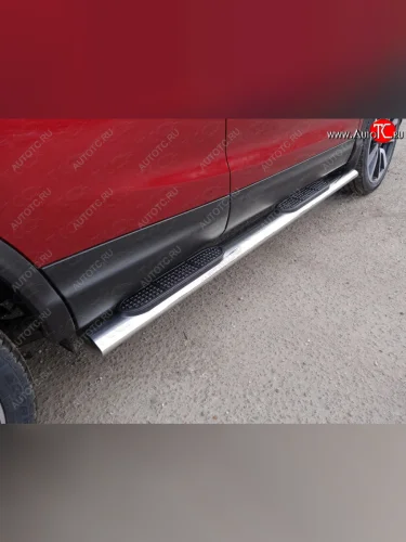 Пороги овальные с накладкой 120х60 мм, ТСС Тюнинг Nissan Qashqai 2 J11 рестайлинг (2017-2022)