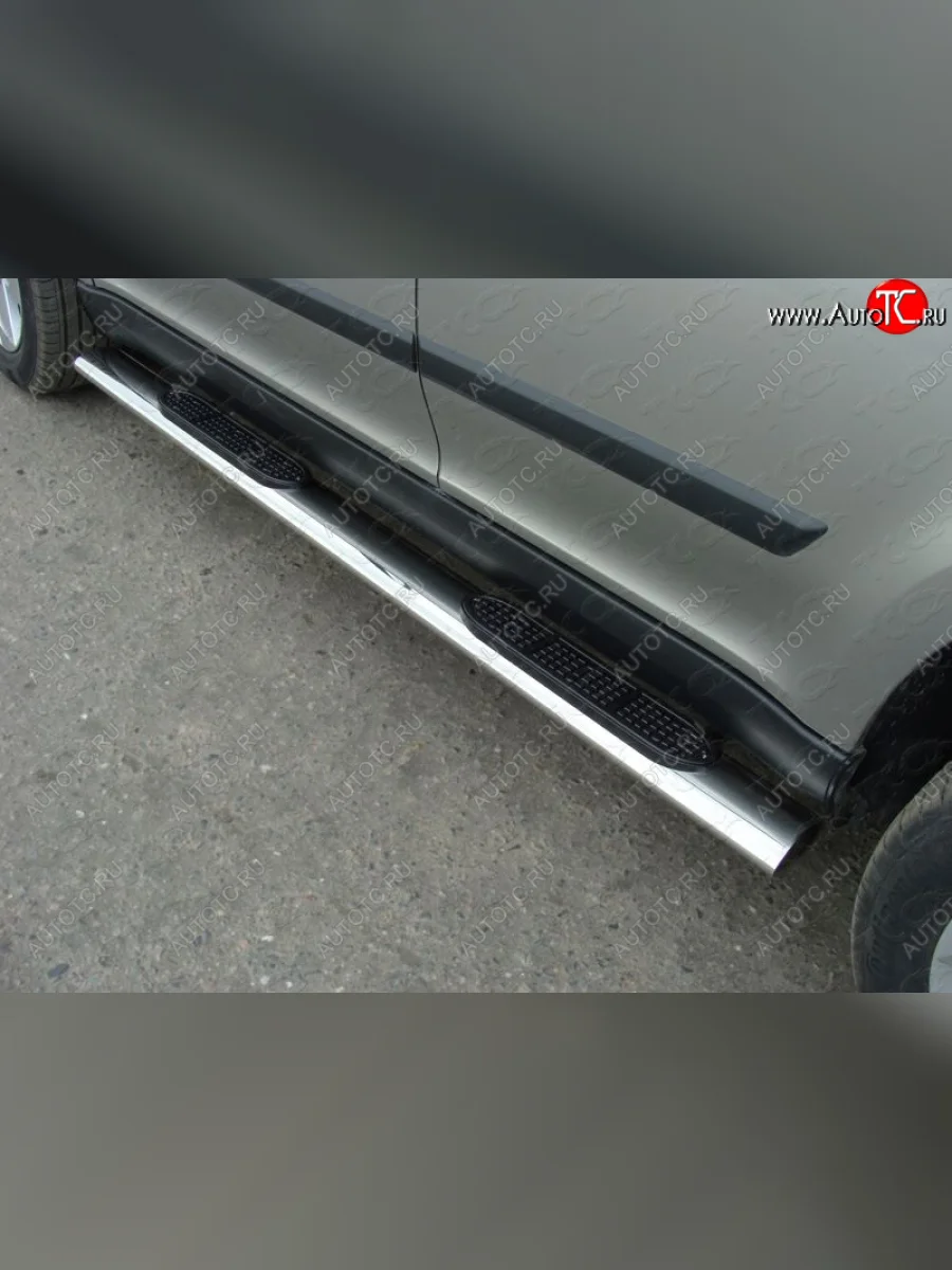Пороги овальные с накладкой 120х60 мм, ТСС Тюнинг Skoda Yeti (2013-2018) (серые)  в Самаре Самарской области