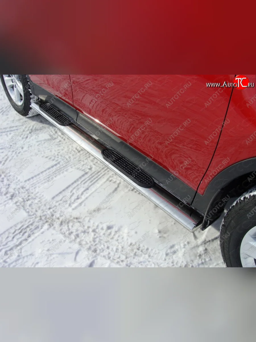 Пороги овальные с накладкой 120*60 мм ТСС Тюнинг Toyota RAV4 XA40 5 дв. дорестайлинг (2012-2015)  в Керчи Республика Крым