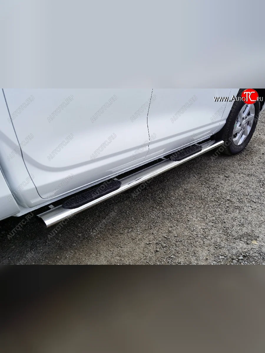 Пороги овальные с накладкой 120*60 мм ТСС Тюнинг Great Wall Poer KingKong пикап (2021-2025) (серые)  в Керчи Республика Крым