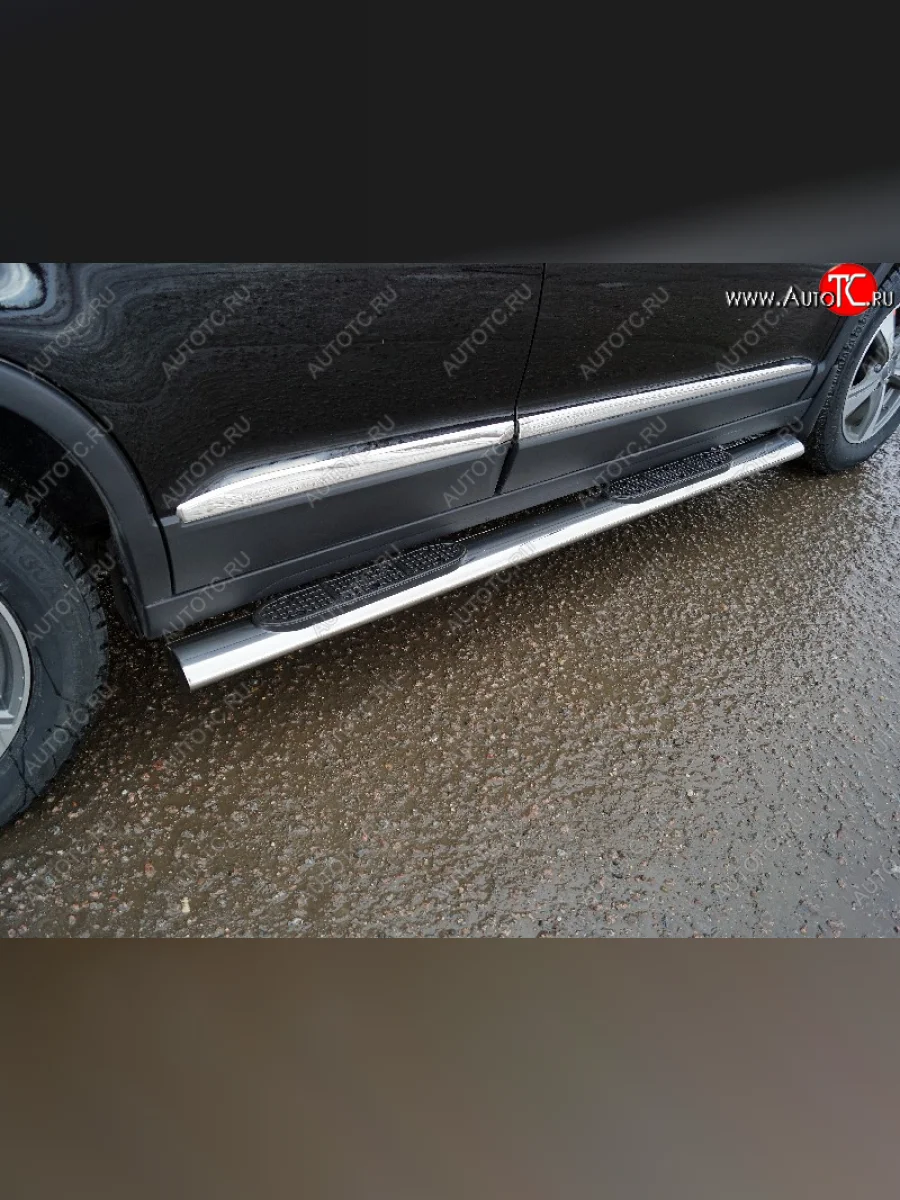 Пороги овальные с накладкой 120*60 мм ТСС Тюнинг Haval M6 (2021-2025) (серые)  в Воронеже Воронежской области