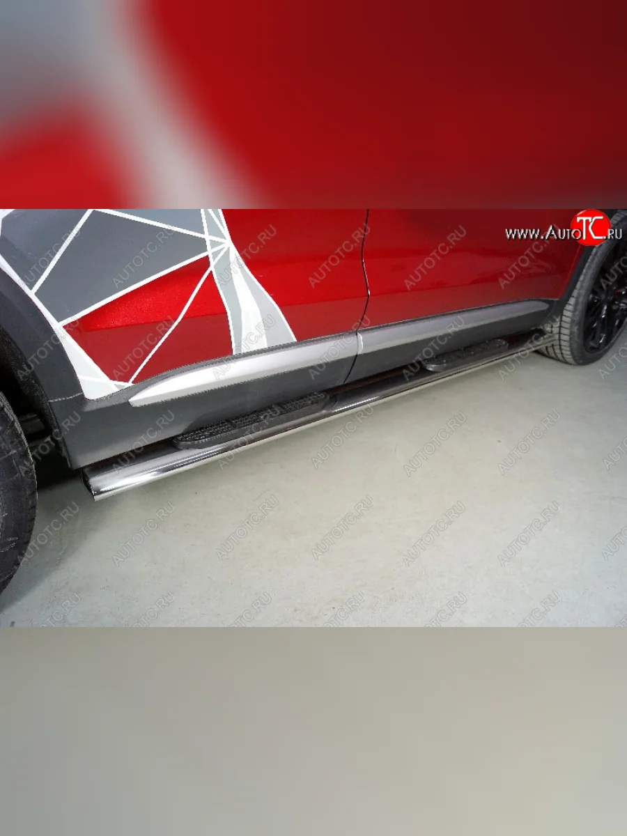 Пороги овальные с накладкой 120*60 мм ТСС Тюнинг Changan CS75 1-ый рестайлинг (2018-2022) (серые)  в Перми Пермском крае