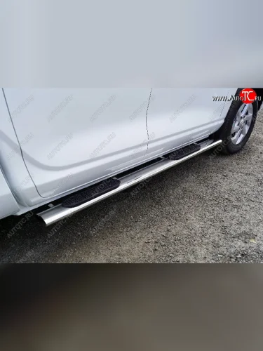 Пороги овальные с накладкой 120*60 мм ТСС Тюнинг (серые) Changan Hunter Plus пикап (2022-2025)