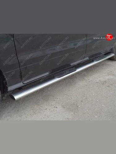 Пороги овальные с накладкой 120*60 мм ТСС Тюнинг Hyundai Starex/Grand Starex/H1 TQ 2-ой рестайлинг (2017-2022)