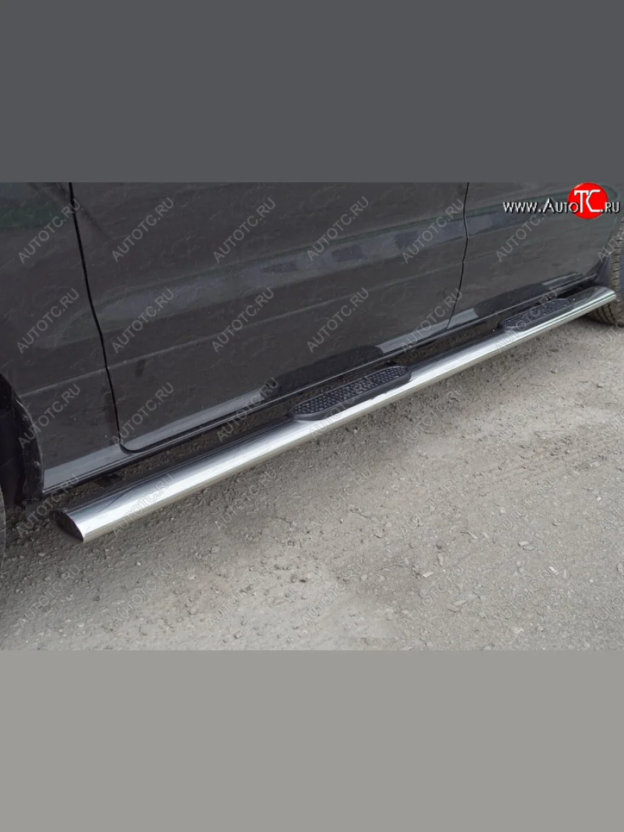 Пороги овальные с накладкой 120*60 мм ТСС Тюнинг Hyundai Starex/Grand Starex/H1 TQ 2-ой рестайлинг (2017-2022)  в Керчи Республика Крым