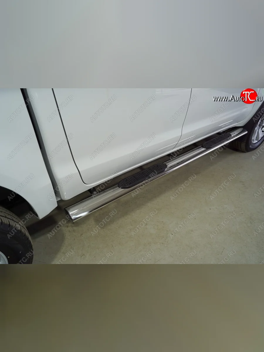 Пороги овальные с накладкой 120х60 мм ТСС Тюнинг JAC T6 пикап (2018-2024) (серые)  в Керчи Республика Крым