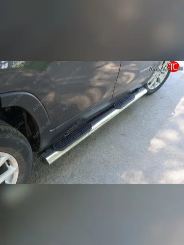 Пороги овальные с накладкой 120х60 мм Sport, Longitude, Limited ТСС Тюнинг (серые) Jeep Cherokee KL дорестайлинг (2014-2017)