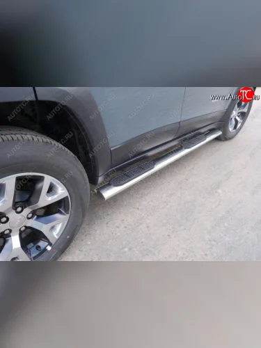 Защита порогов с проступью (Trailhawk, нержавейка 120х60 мм) ТСС Тюнинг Jeep Cherokee KL дорестайлинг (2014-2017)
