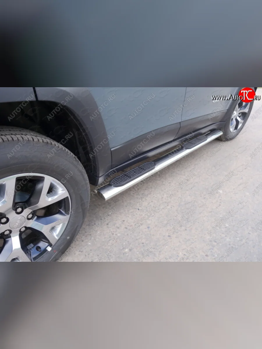 Защита порогов с проступью (Trailhawk, нержавейка 120х60 мм) ТСС Тюнинг Jeep Cherokee KL дорестайлинг (2014-2017)  в Перми Пермском крае