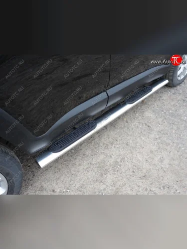 Пороги овальные с накладкой 120х60 мм ТСС Тюнинг (серые) Jeep Renegade 1 BU дорестайлинг (2014-2020)