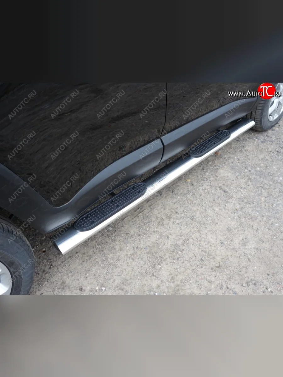 Пороги овальные с накладкой 120х60 мм ТСС Тюнинг Jeep Renegade 1 BU дорестайлинг (2014-2020) (серые)  в Керчи Республика Крым