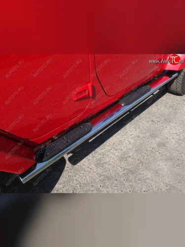 Пороги овальные с накладкой 120х60 мм 5D ТСС Тюнинг (серые) Jeep Wrangler JK 3 дв. дорестайлинг (2006-2010)