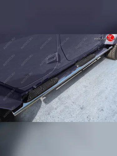 Пороги овальные с накладкой 120х60 мм 5D ТСС Тюнинг Jeep Wrangler JL 3 дв. дорестайлинг (2018-2024)