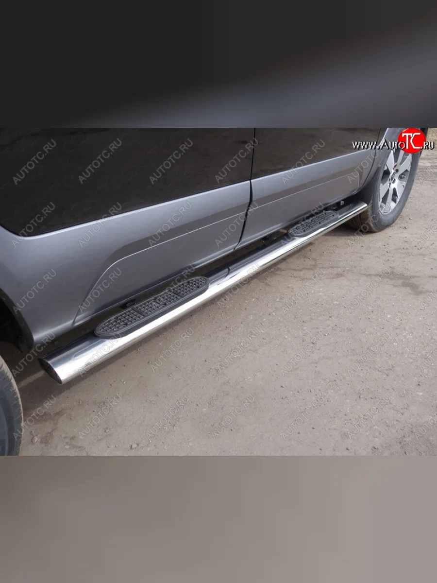 Пороги овальные с накладкой 120х60 мм ТСС Тюнинг KIA Mohave HM рестайлинг (2017-2020) (серые)  в Перми Пермском крае