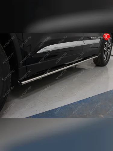 Пороги овальные с накладкой 75*42 мм ТСС Тюнинг (серые) Chery Tiggo 8 1 T18 рестайлинг (2019-2023)