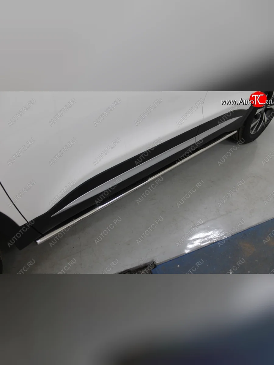 Пороги овальные с накладкой 75*42 мм ТСС Тюнинг Chery Tiggo 7 PRO (2019-2025) (серые)  в Самаре Самарской области