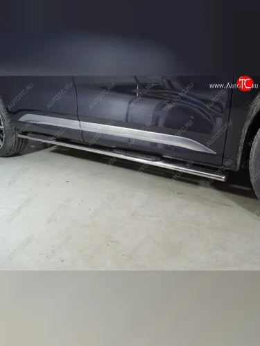 Пороги овальные с накладкой 75*42 мм ТСС Тюнинг (серые) EXEED VX дорестайлинг (2020-2023)