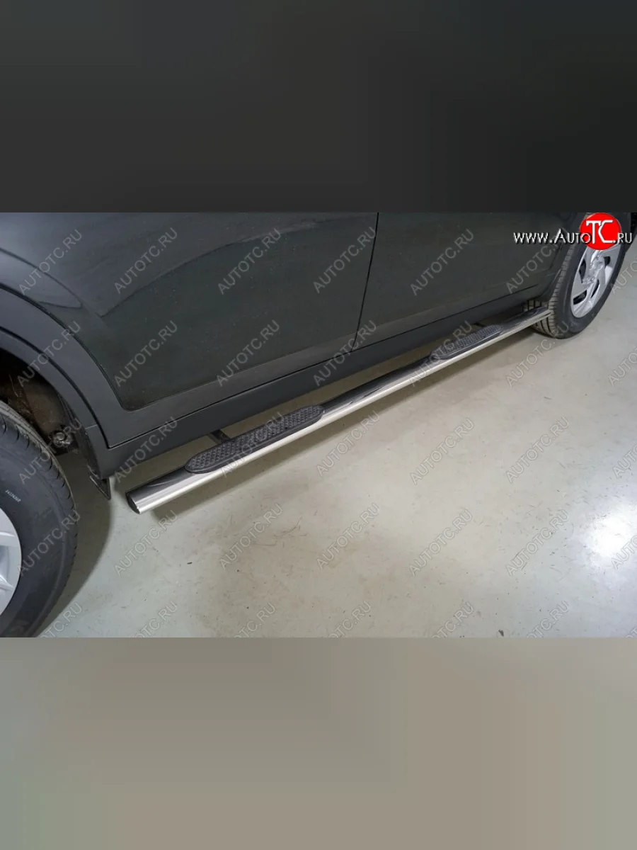 Пороги овальные с накладкой 75*42 мм ТСС Тюнинг Haval Dargo (2022-2025) (серые)  в Перми Пермском крае