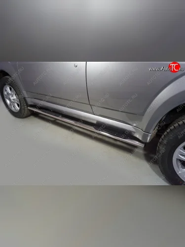 Пороги овальные с накладкой 75*42 мм ТСС Тюнинг (серые) Haval H5 рестайлинг (2020-2023)