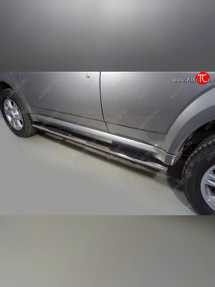 Пороги овальные с накладкой 75*42 мм ТСС Тюнинг Haval H5 рестайлинг (2020-2023) (серые)  в Керчи Республика Крым