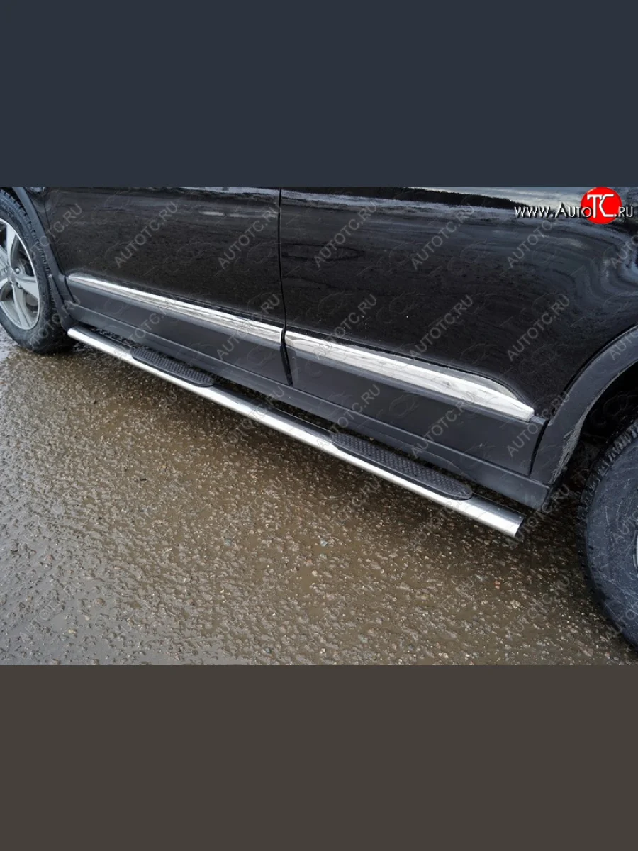 Пороги овальные с накладкой 75*42 мм ТСС Тюнинг Haval H6 Coupe дорестайлинг (2015-2017) (серые)  в Керчи Республика Крым