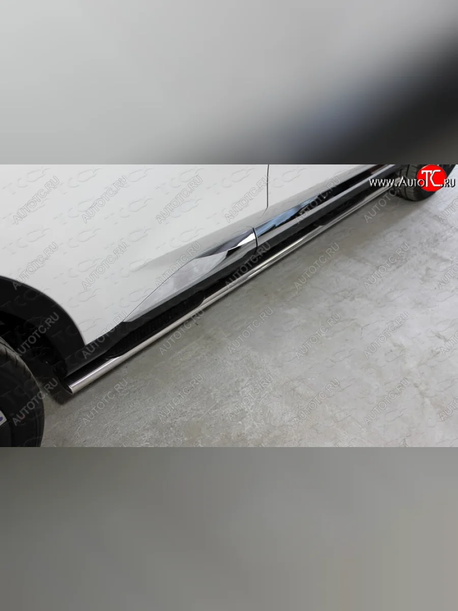 Пороги овальные с накладкой 75*42 мм ТСС Тюнинг Haval F7x рестайлинг (2022-2024) (серые)  с доставкой в г. Керчь