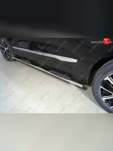 Пороги овальные с накладкой 75*42 мм ТСС Тюнинг (серые) Haval Jolion дорестайлинг (2020-2024)