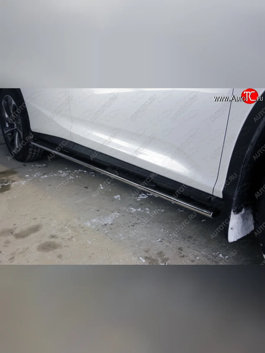 Пороги овальные с накладкой 75х42 мм кроме F-Sport ТСС Тюнинг Lexus RX350 AL10 рестайлинг (2012-2015) (серые)  в Перми Пермском крае