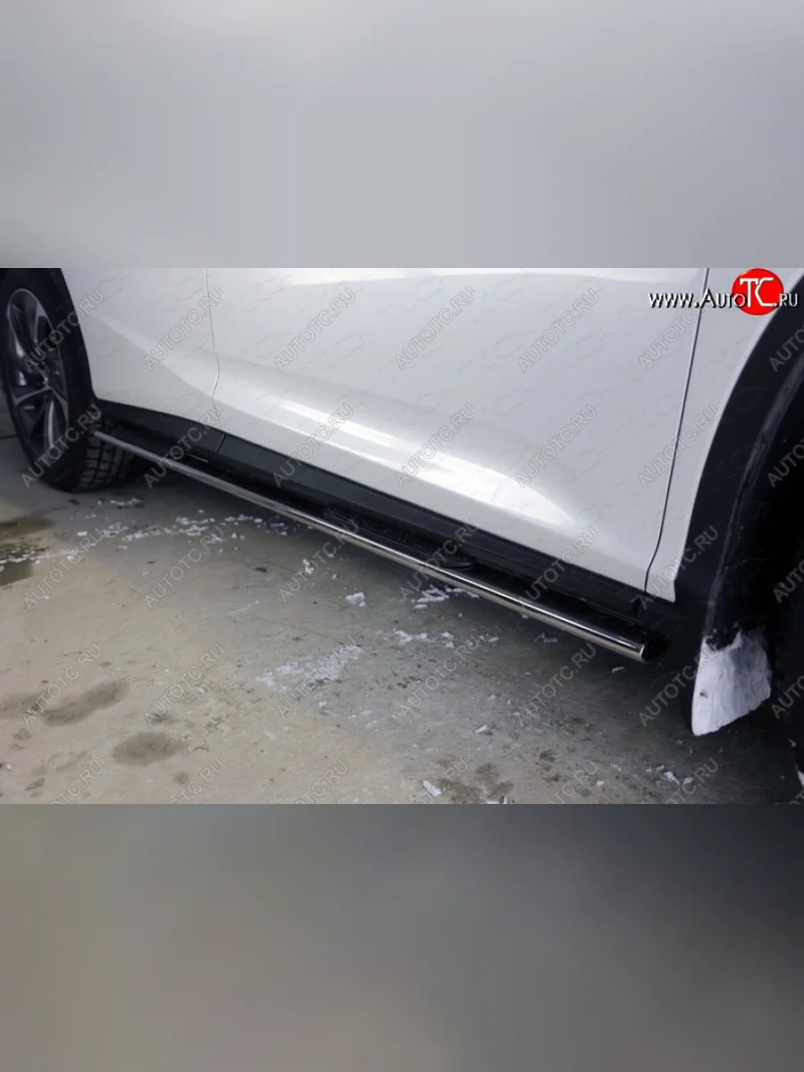 Пороги овальные с накладкой 75х42 мм F-Sport ТСС Тюнинг Lexus RX 200T AL20 дорестайлинг (2015-2017) (серые)  в Керчи Республика Крым