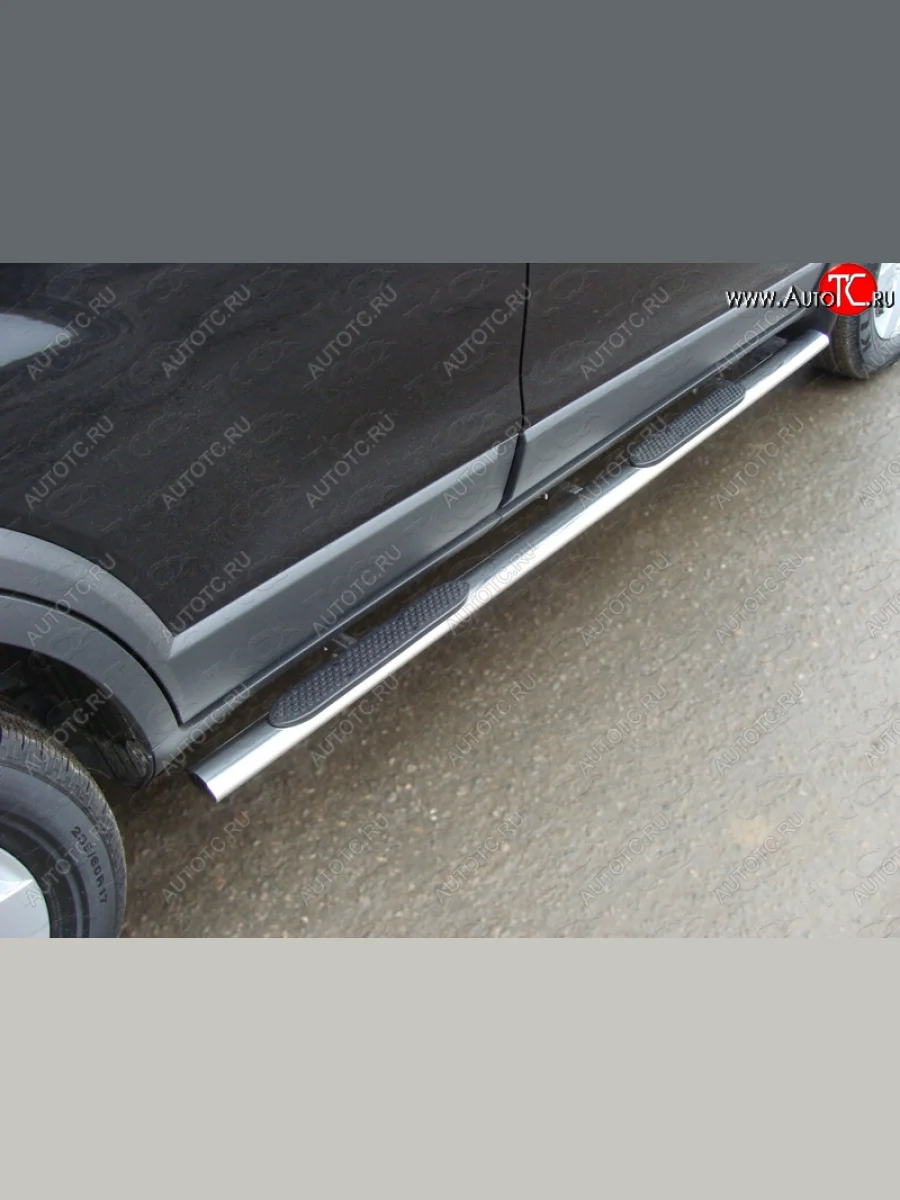 Пороги овальные с накладкой 75х42 мм ТСС Тюнинг Nissan X-trail 2 T31 рестайлинг (2010-2015) (серые)  в Воронеже Воронежской области