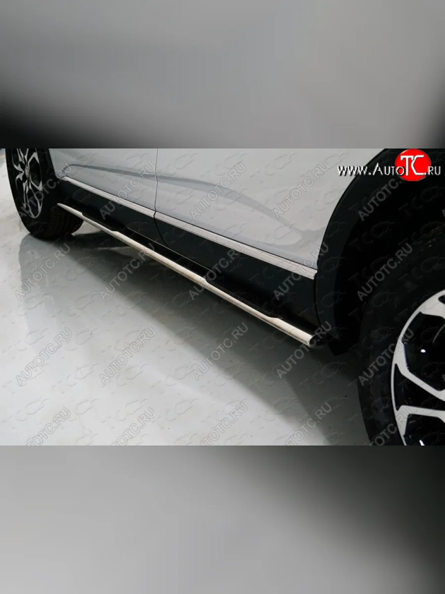 Пороги овальные с накладкой 75х42 мм ТСС Тюнинг Renault Arkana (2019-2025) (серые)  в Самаре Самарской области