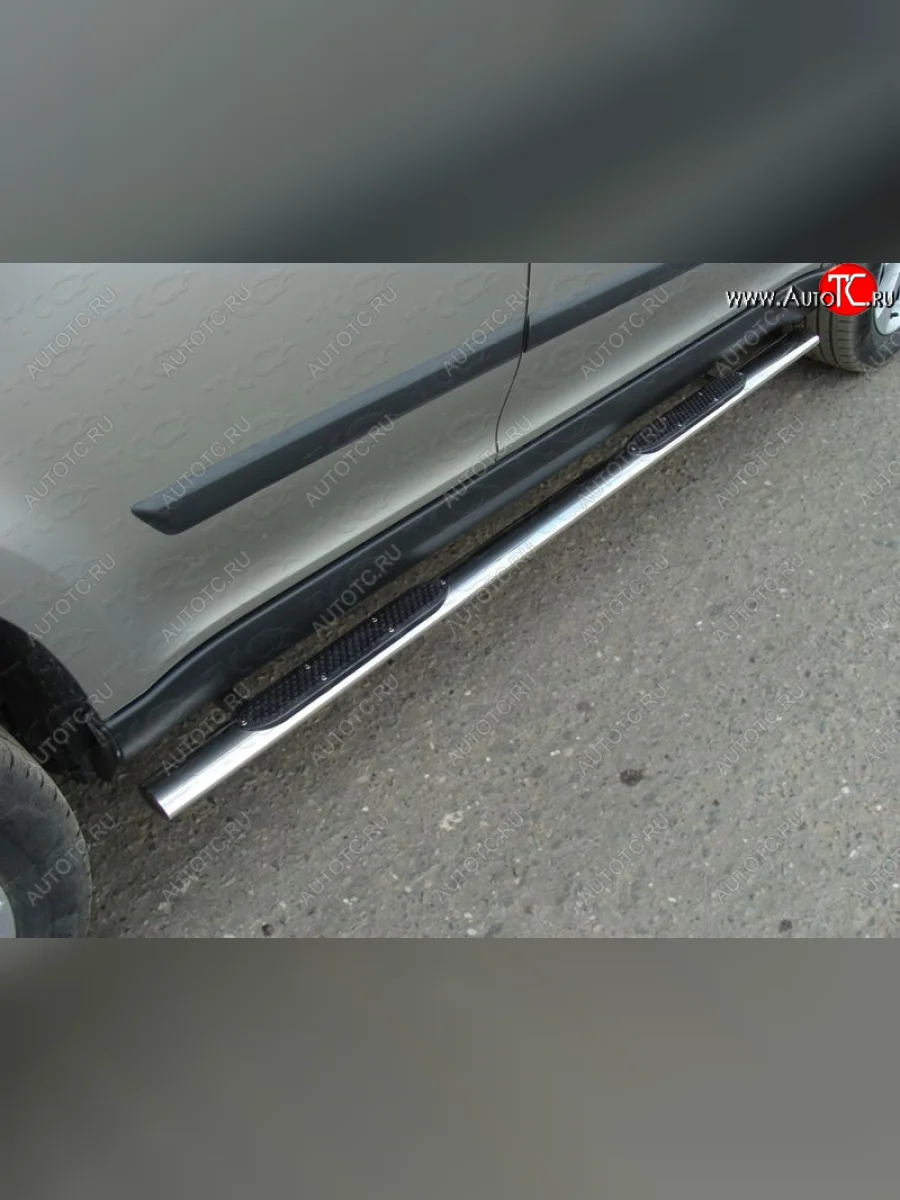 Пороги овальные с накладкой 75х42 мм ТСС Тюнинг Skoda Yeti (2013-2018) (серые)  в Перми Пермском крае