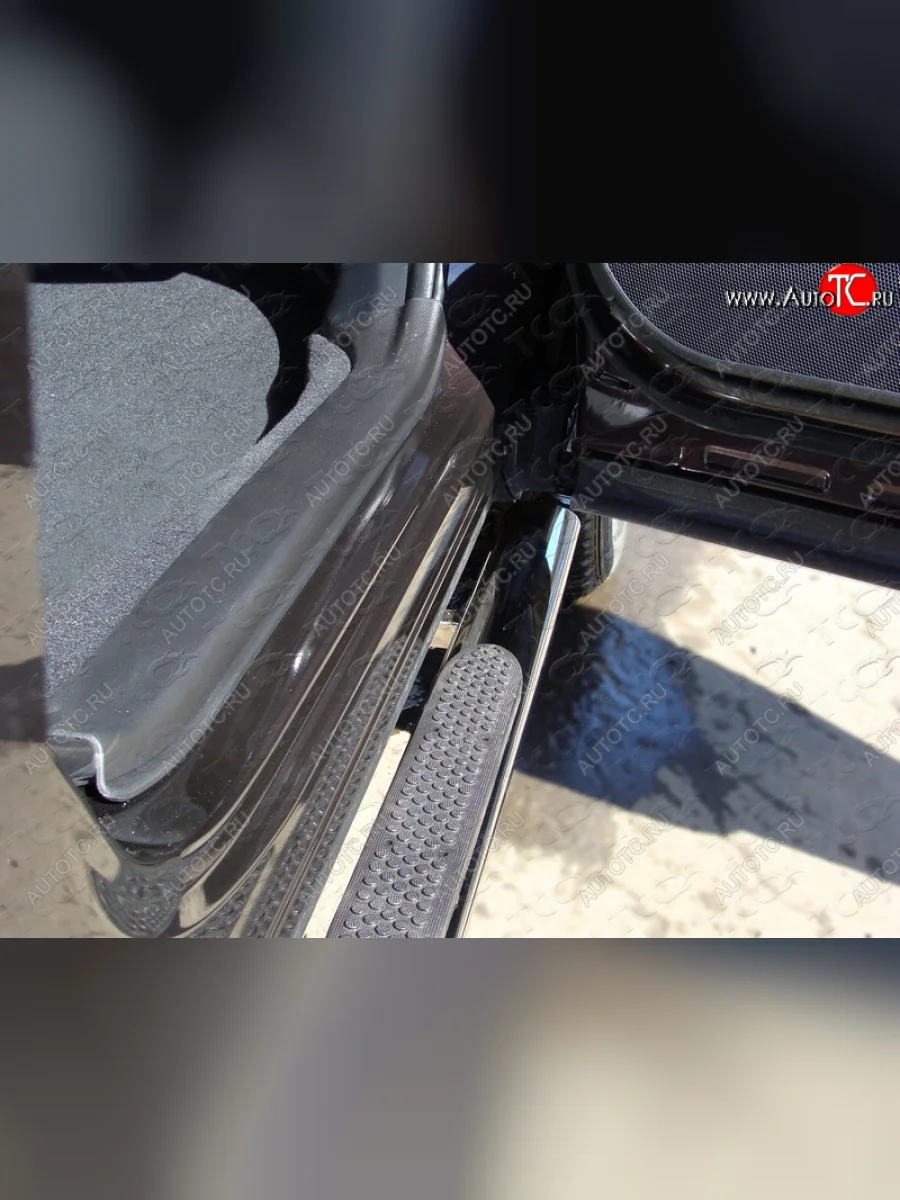 Пороги овальные с накладкой 75х42 мм ТСС Тюнинг Subaru Forester SJ дорестайлинг (2012-2016) (серые)  в Перми Пермском крае