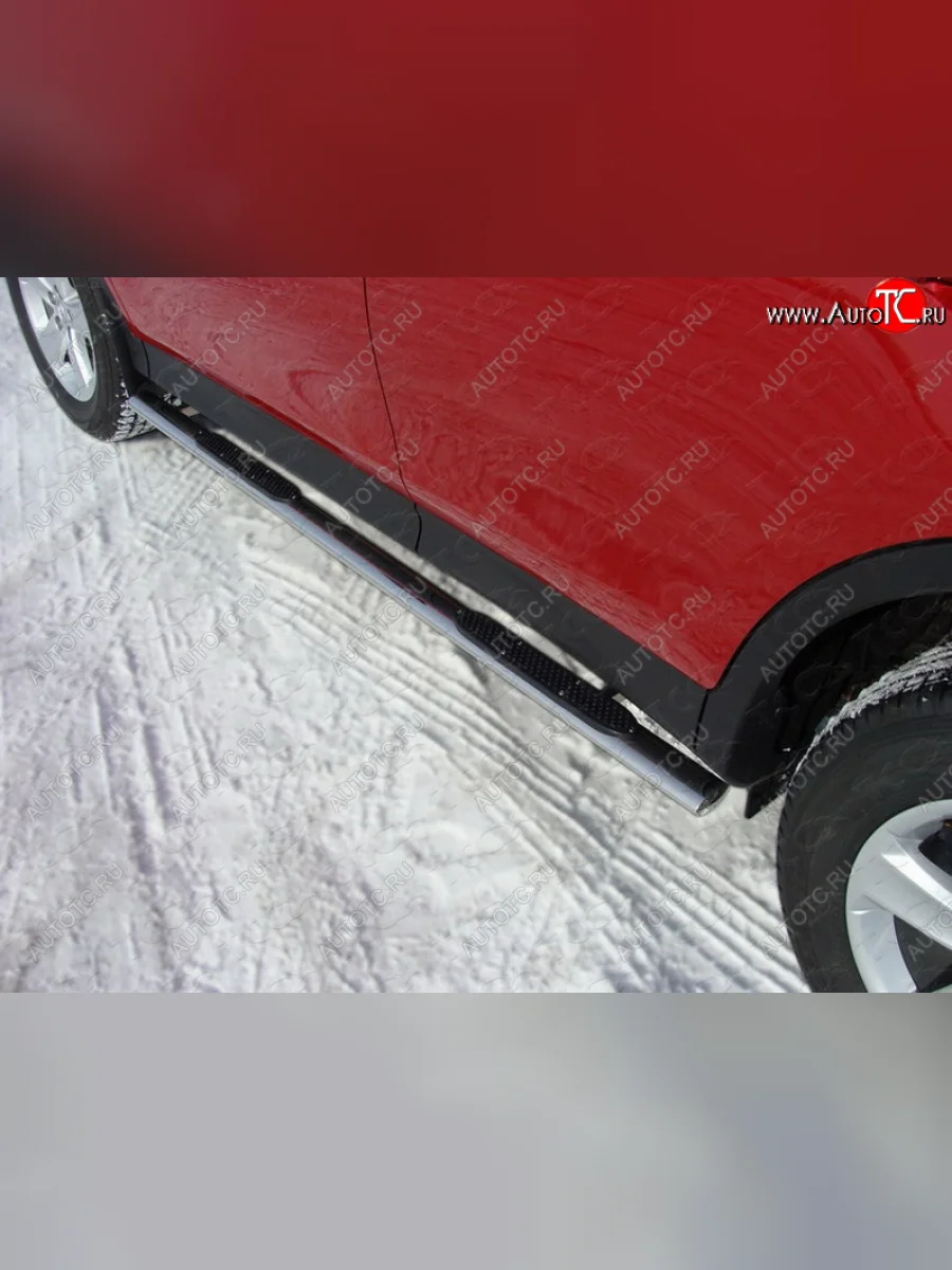 Пороги овальные с накладкой 75х42 мм ТСС Тюнинг Toyota RAV4 XA40 5 дв. дорестайлинг (2012-2015) (серые)  в Воронеже Воронежской области