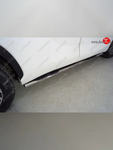 Пороги овальные с накладкой 75х42 мм ТСС Тюнинг (серые) Toyota Highlander XU70 (2020-2025)