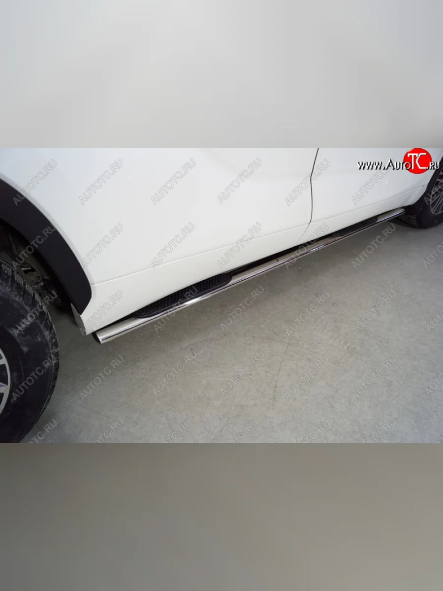 Пороги овальные с накладкой 75х42 мм ТСС Тюнинг Toyota Highlander XU70 (2020-2025) (серые)  в Воронеже Воронежской области