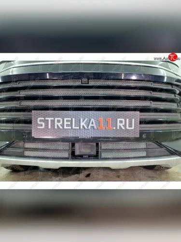 Защитная сетка в бампер (верх, 4 части, ячейка 3х7 мм) Alfeco Стандарт (Хром) EXEED TXL 1-ый рестайлинг (2021-2025)
