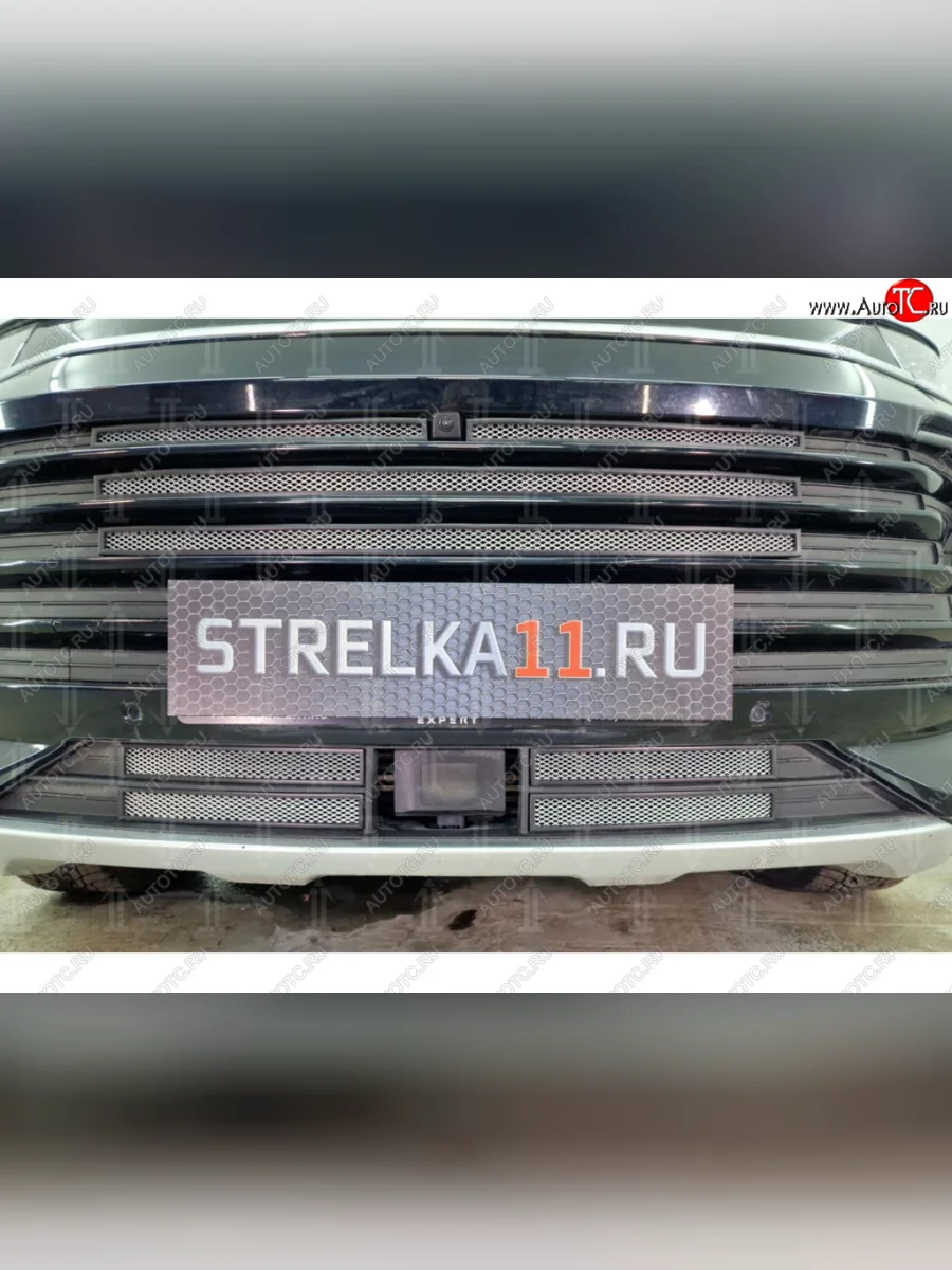 Защитная сетка в бампер (низ, 4 части, ячейка 3х7 мм) Alfeco Стандарт EXEED TXL 1-ый рестайлинг (2021-2025) (Хром)  в Керчи Республика Крым